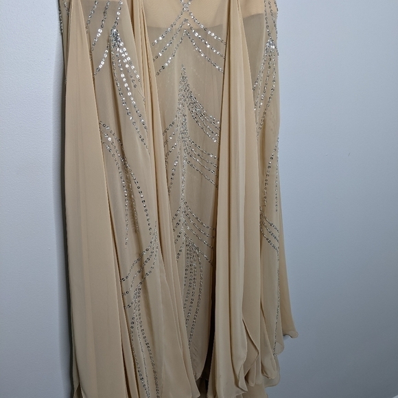 Vintage Landa cream beaded sequin prom evening special occasion dress 4 - Picture 4 of 15